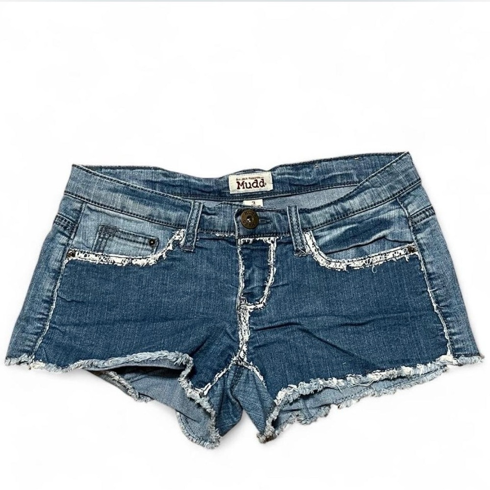 Mudd Distressed Dark Blue Denim Cutoff Shorts